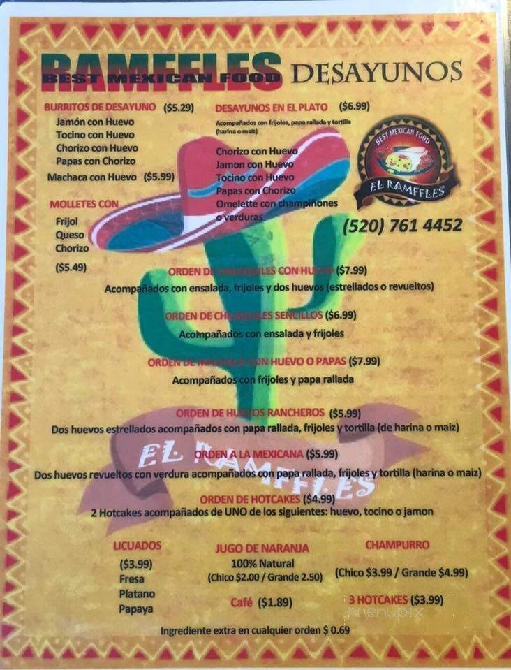 Cafe El Ramffles - Nogales, AZ menu_pic