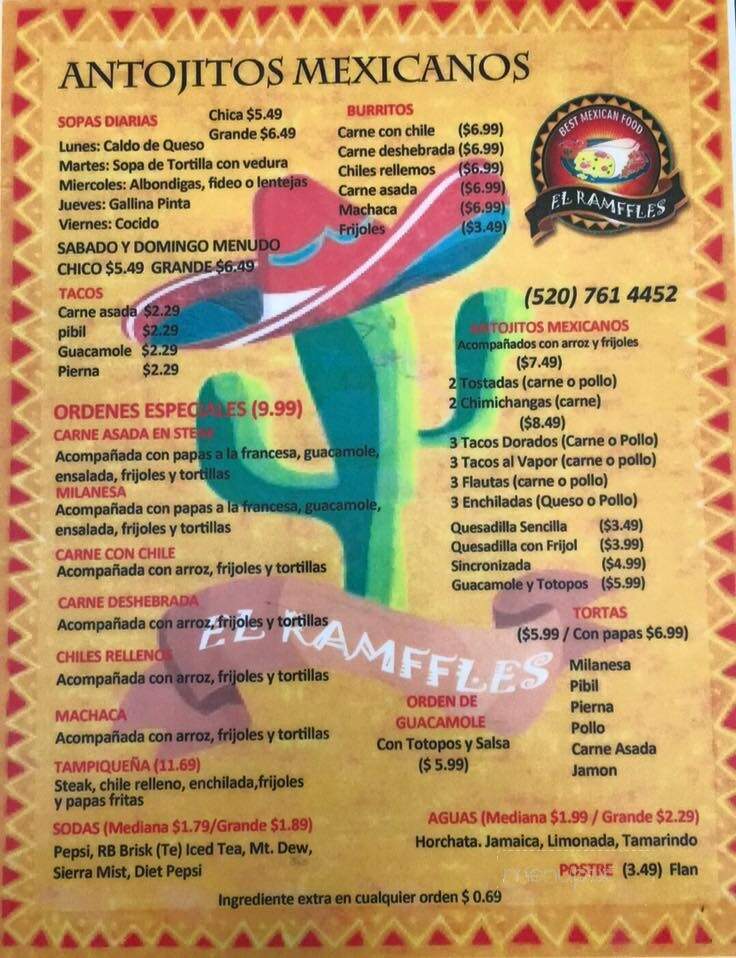 Cafe El Ramffles - Nogales, AZ menu_pic
