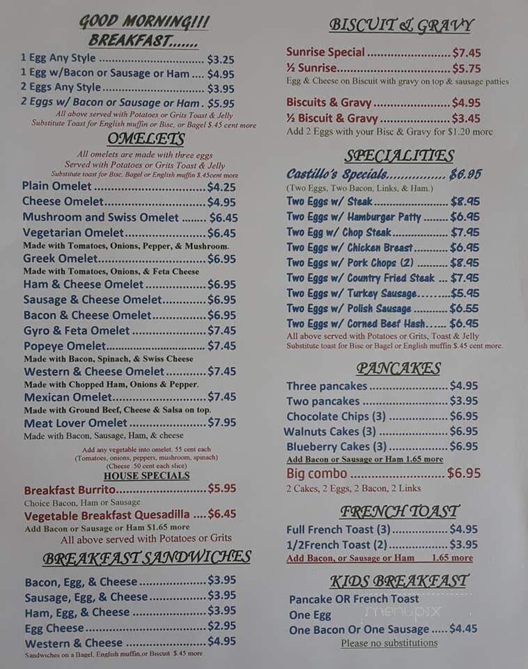 Castillo's Restaurant - Clearwater, FL menu_pic