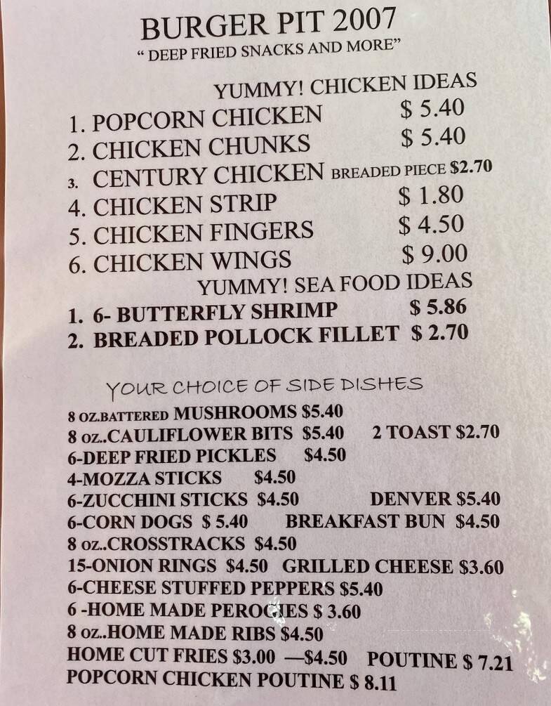 Burger Pit - Foam Lake, SK menu_pic