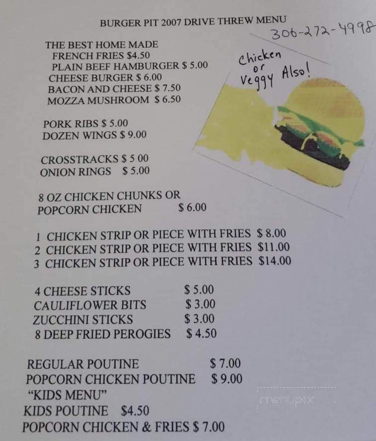 Burger Pit - Foam Lake, SK menu_pic