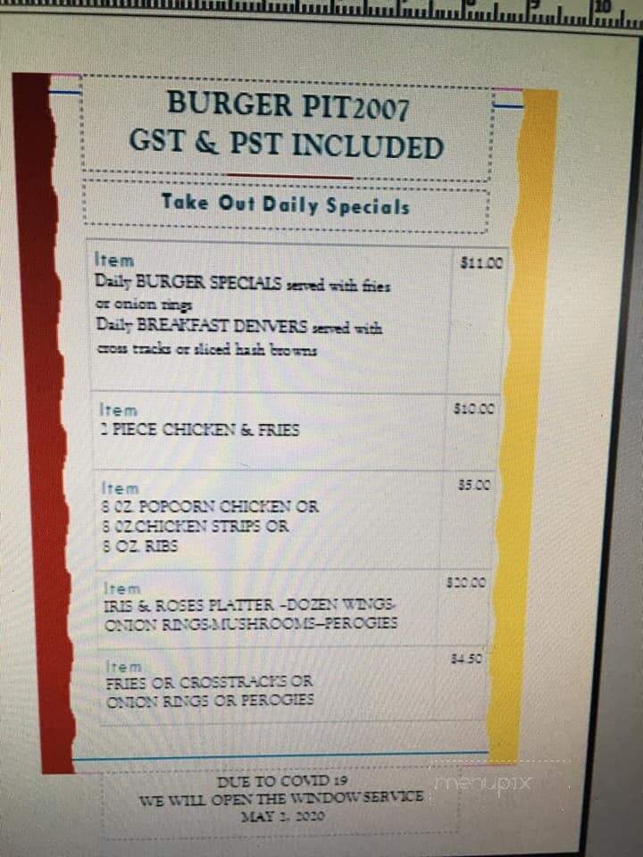 Burger Pit - Foam Lake, SK menu_pic