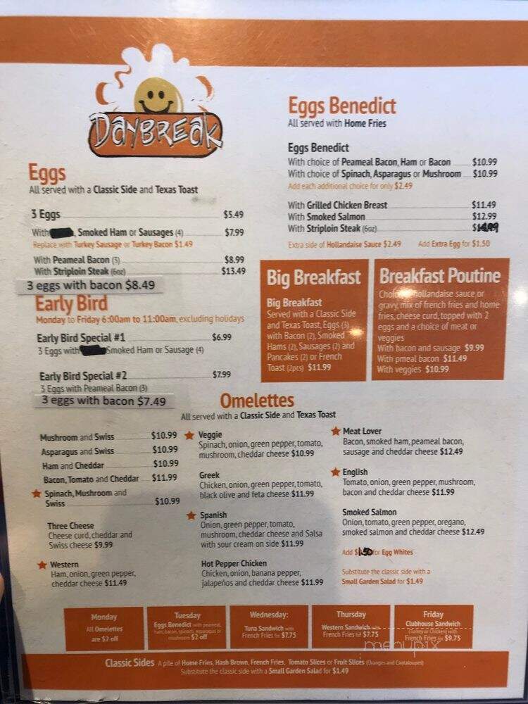 Daybreak - Newmarket, ON menu_pic