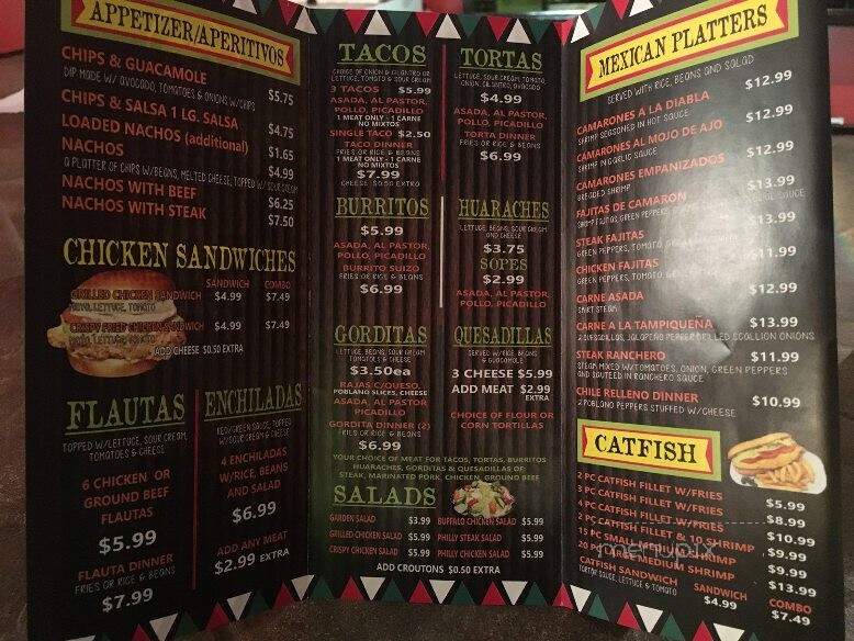 Chole's Mexican Restaurant - Glenwood, IL menu_pic