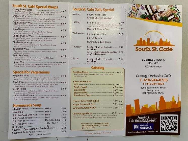 South Street Cafe - Baltimore, MD menu_pic