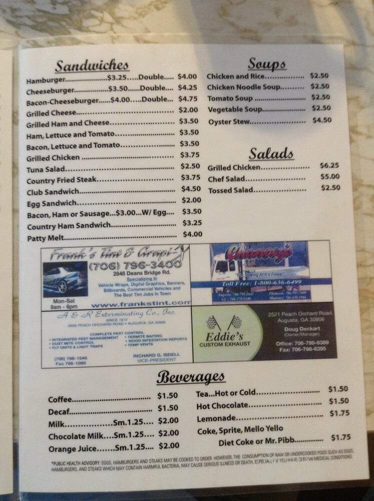 Bill's Family Restaurant - Augusta, GA menu_pic