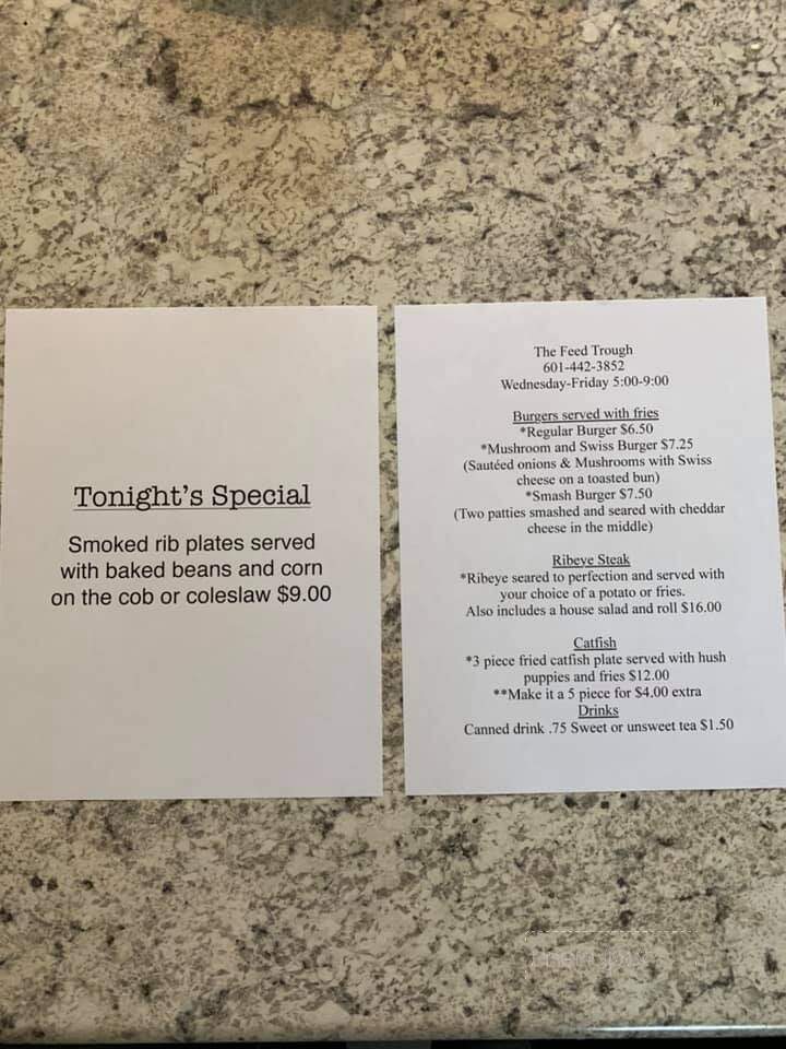 Feed Trough - Natchez, MS menu_pic