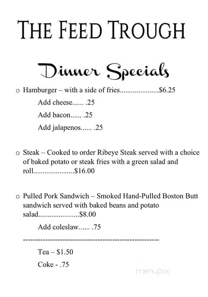 Feed Trough - Natchez, MS menu_pic