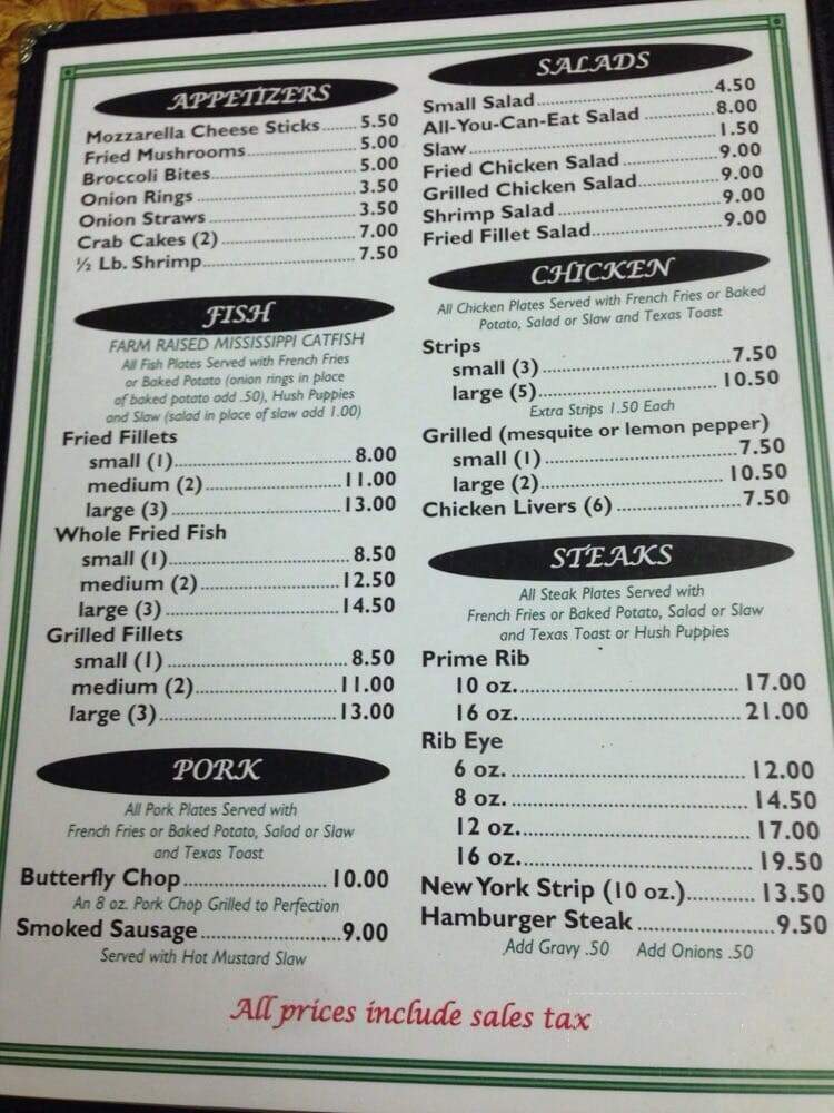 Water Front Restaurant - Fulton, MS menu_pic