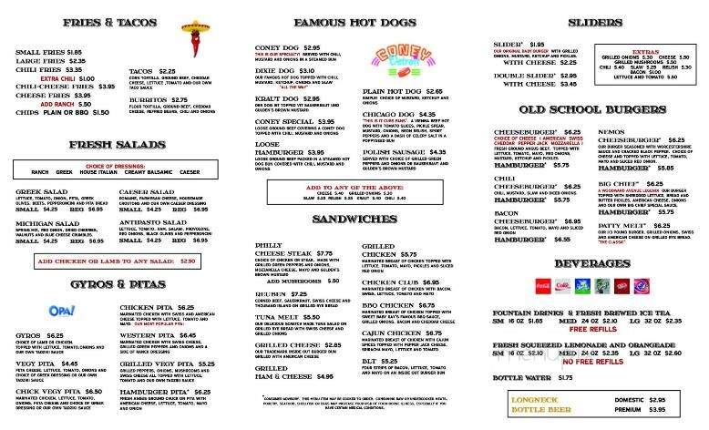 Cloos' Coney Island - Raleigh, NC menu_pic