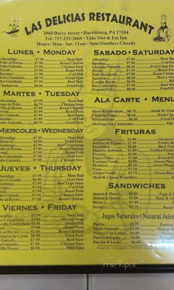 Las Delicias Restaurant - Harrisburg, PA menu_pic