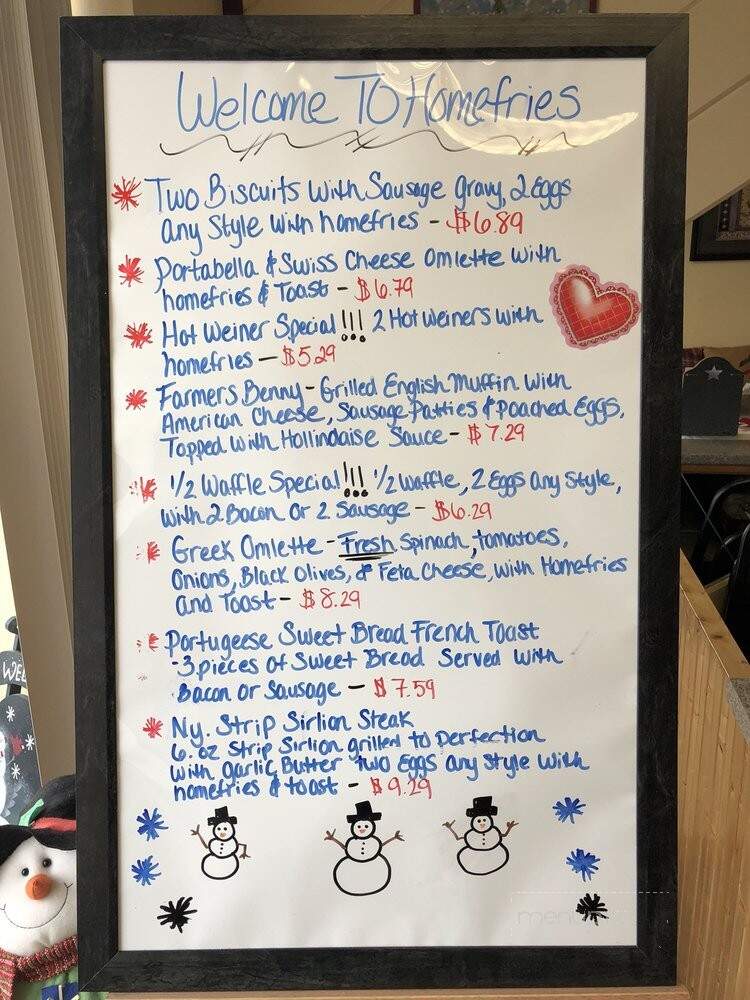 Homefries Restaurant - Johnston, RI menu_pic