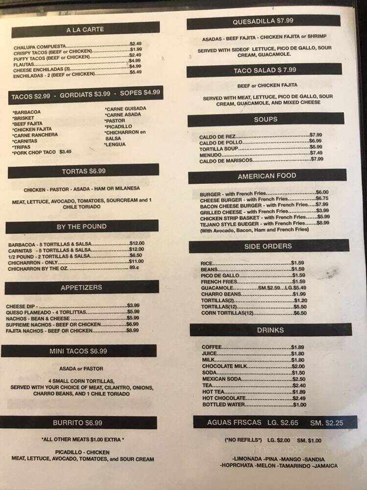 El Tejano #2 - New Braunfels, TX menu_pic