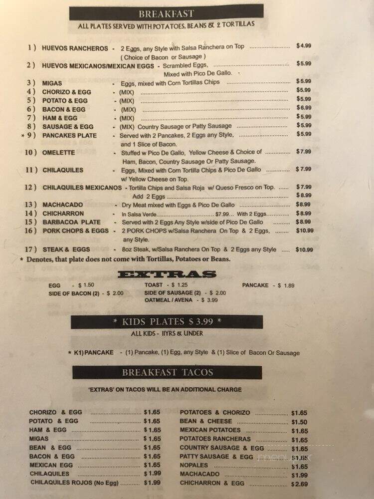 El Tejano #2 - New Braunfels, TX menu_pic