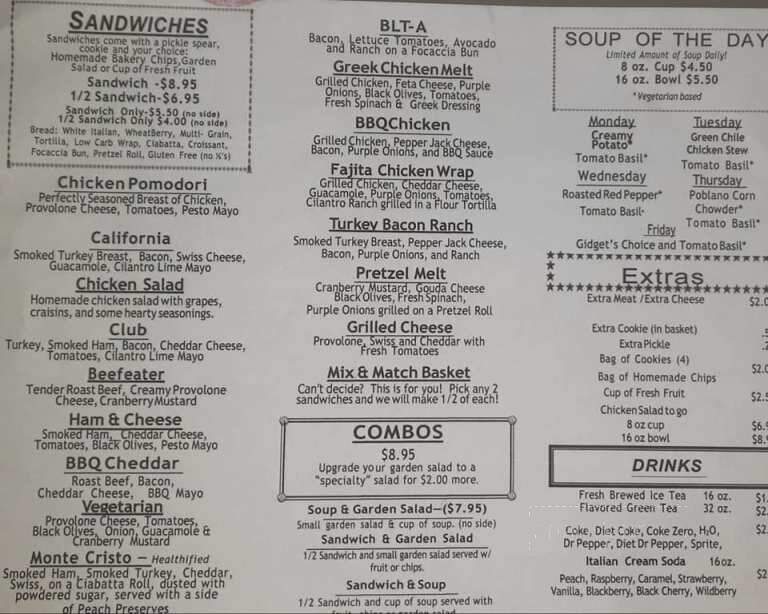 Gidgets Sandwich Shack - Wichita Falls, TX menu_pic