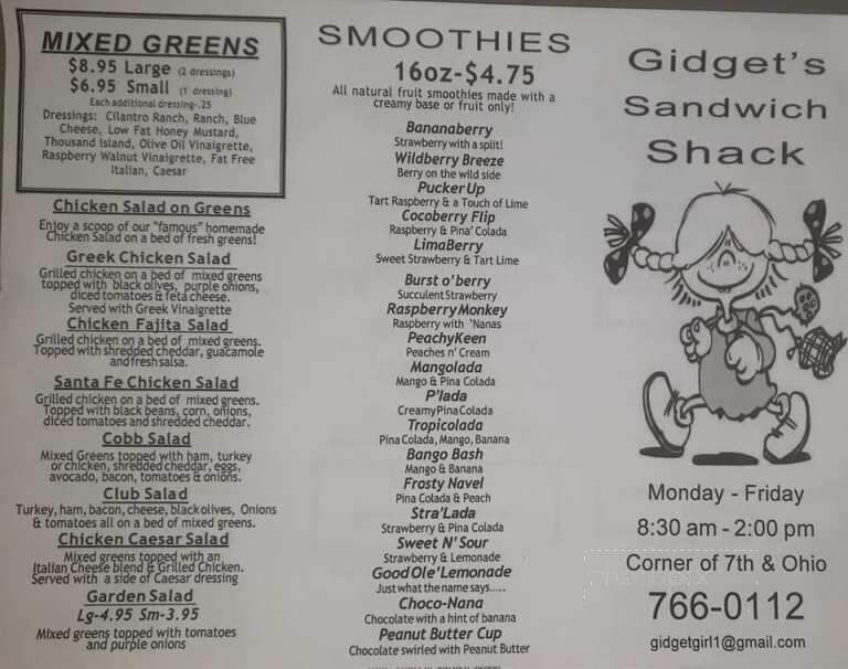 Gidgets Sandwich Shack - Wichita Falls, TX menu_pic