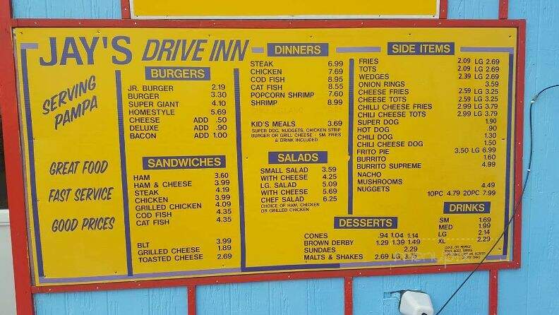 Jay's Drive Inn - Pampa, TX menu_pic