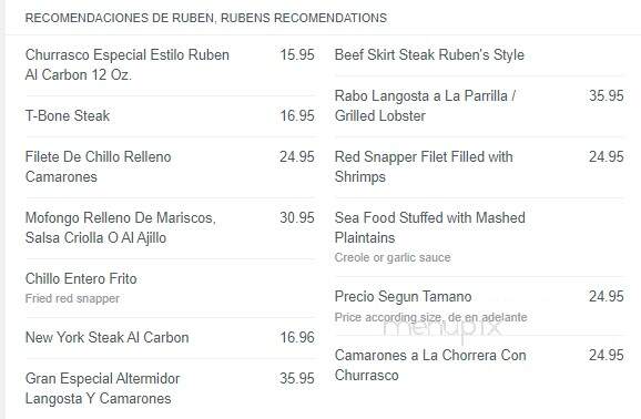 Ruben's Cafe - San Antonio, TX menu_pic