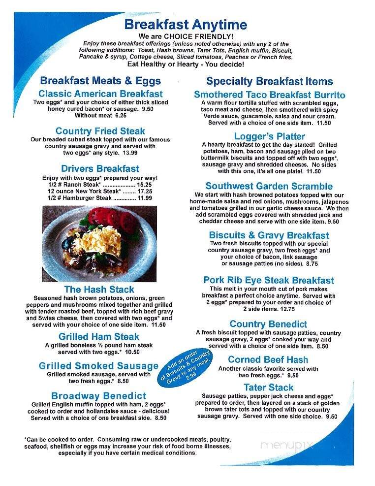 Saks Family Restaurant - Ellensburg, WA menu_pic