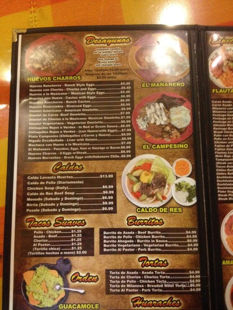 El Huarachito - Los Angeles, CA menu_pic