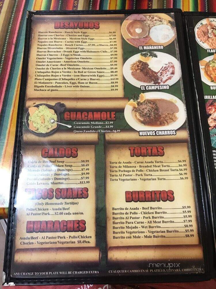 El Huarachito - Los Angeles, CA menu_pic