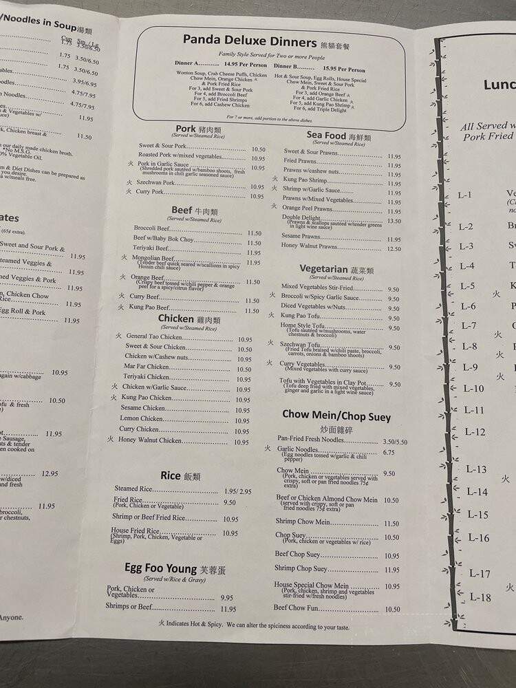 Panda Cafe - Eureka, CA menu_pic