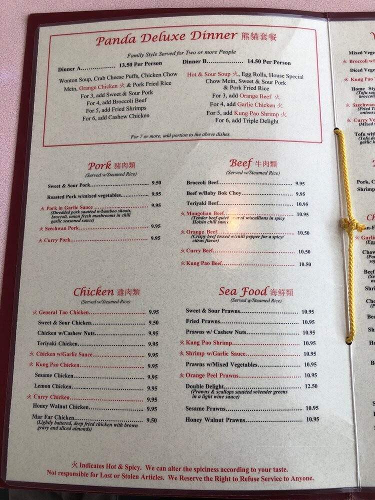 Panda Cafe - Eureka, CA menu_pic