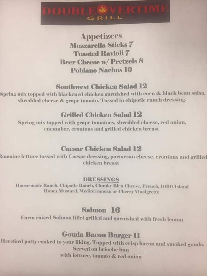 Double Overtime Grill - Mount Vernon, IL menu_pic