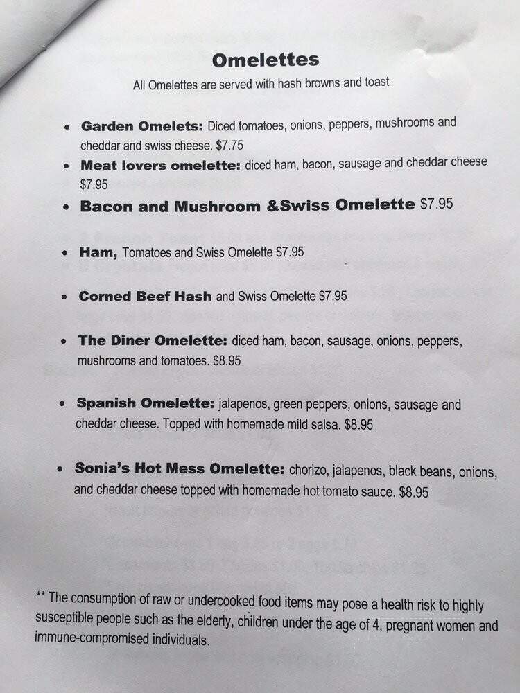 Sonia's Diner - Dickson, TN menu_pic