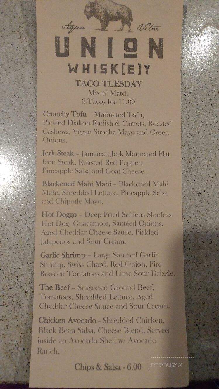 Union Whiskey - Olean, NY menu_pic