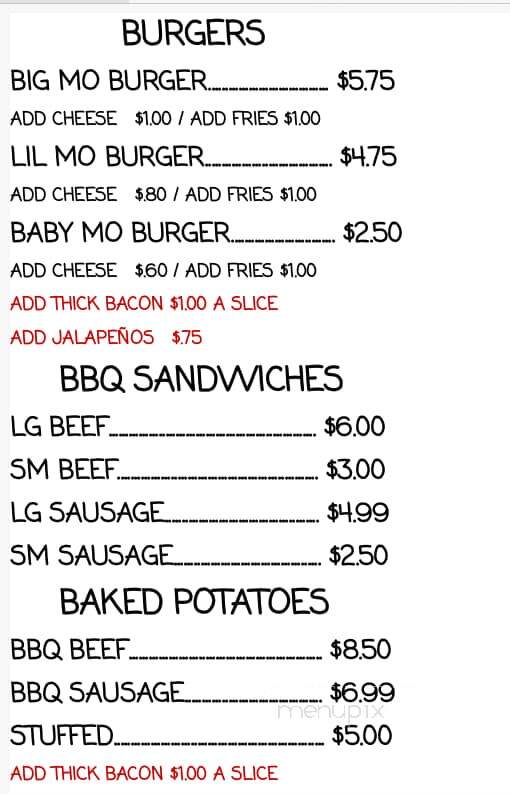 Big Mo's BBQ Shack - Navasota, TX menu_pic