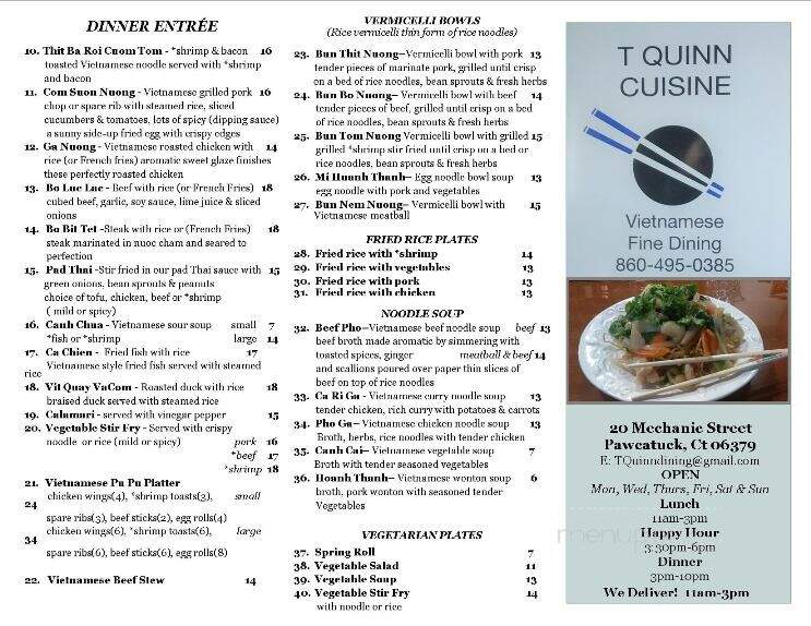 T Quinn Vietnamese Cuisine - Pawcatuck, CT