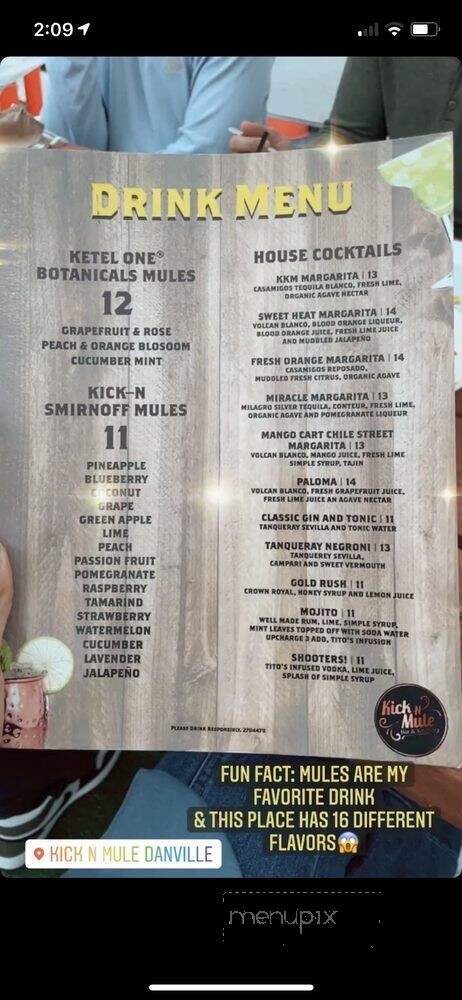 Kick N Mule - Danville, CA menu_pic