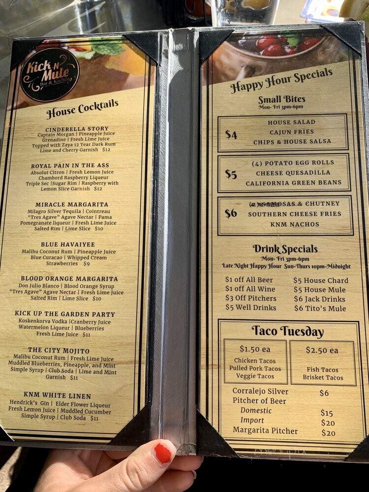 Kick N Mule - Danville, CA menu_pic