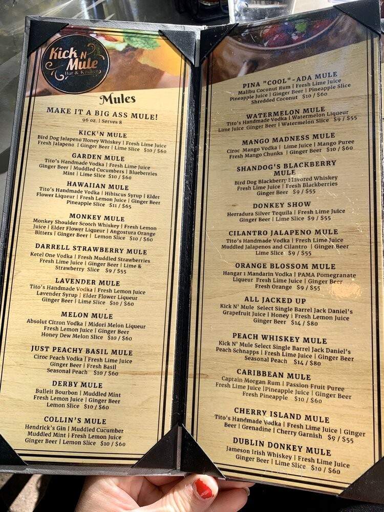Kick N Mule - Danville, CA menu_pic