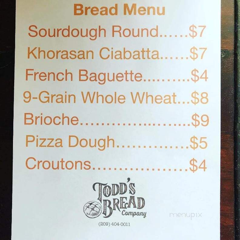 Todd's Bread - Murphys, CA menu_pic