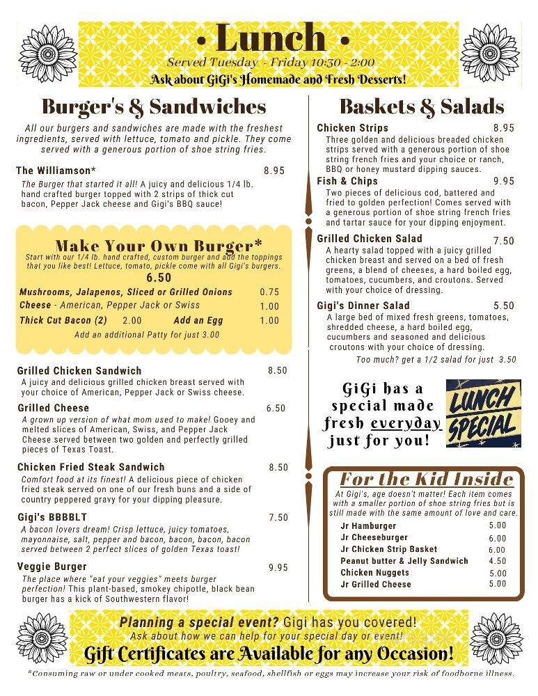 Gigi's Cafe - Ellis, KS menu_pic