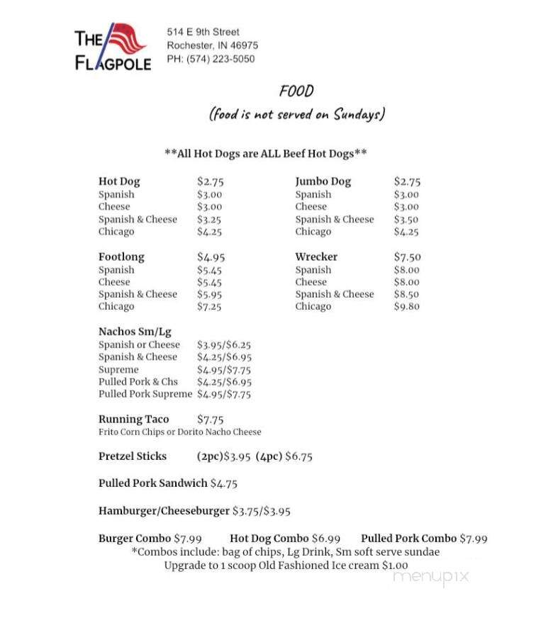 Flagpole Drive-In - Rochester, IN menu_pic