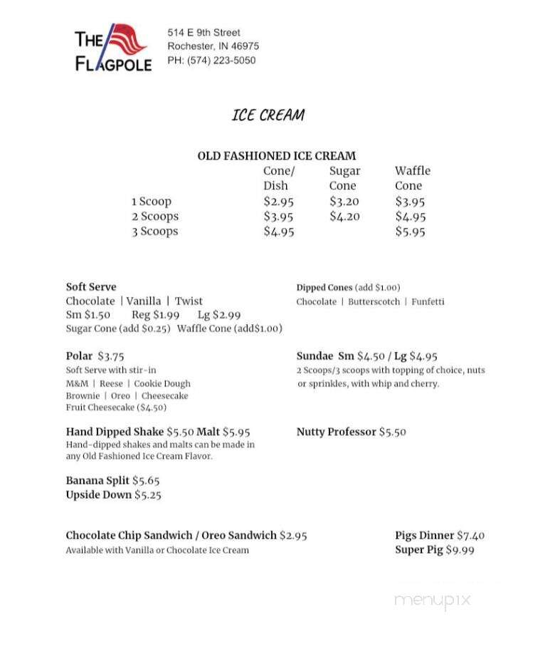 Flagpole Drive-In - Rochester, IN menu_pic