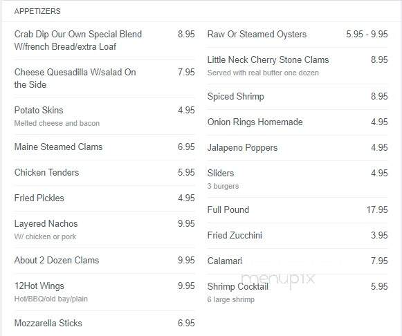 Bayside Inn - Edgewater, MD menu_pic