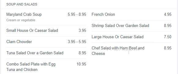 Bayside Inn - Edgewater, MD menu_pic