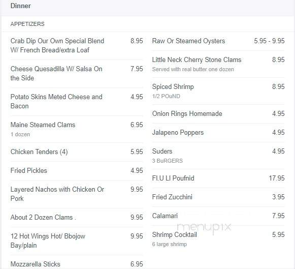 Bayside Inn - Edgewater, MD menu_pic