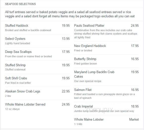 Bayside Inn - Edgewater, MD menu_pic
