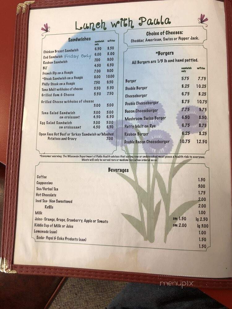 Paula's Place - Portage, WI menu_pic