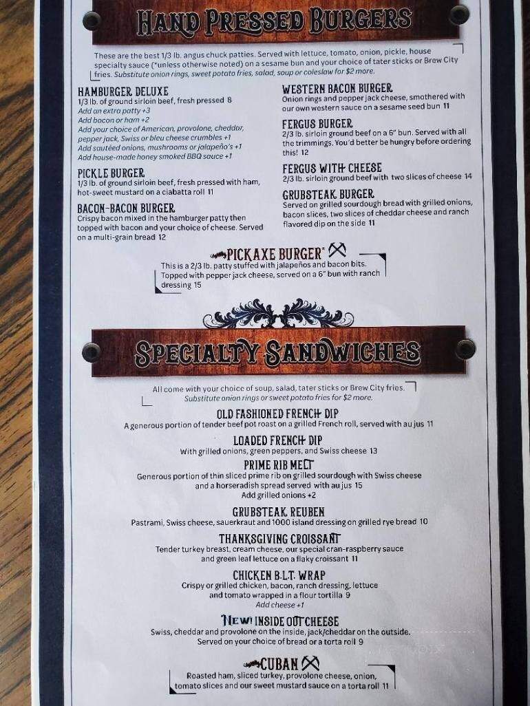 Grubsteak Mining Co - John Day, OR menu_pic