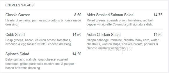 Columbia Grill & Bar at the Sheraton Portland Airport Hotel - Portland, OR menu_pic