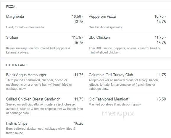 Columbia Grill & Bar at the Sheraton Portland Airport Hotel - Portland, OR menu_pic