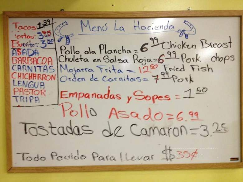 La Hacienda - Danville, KY menu_pic