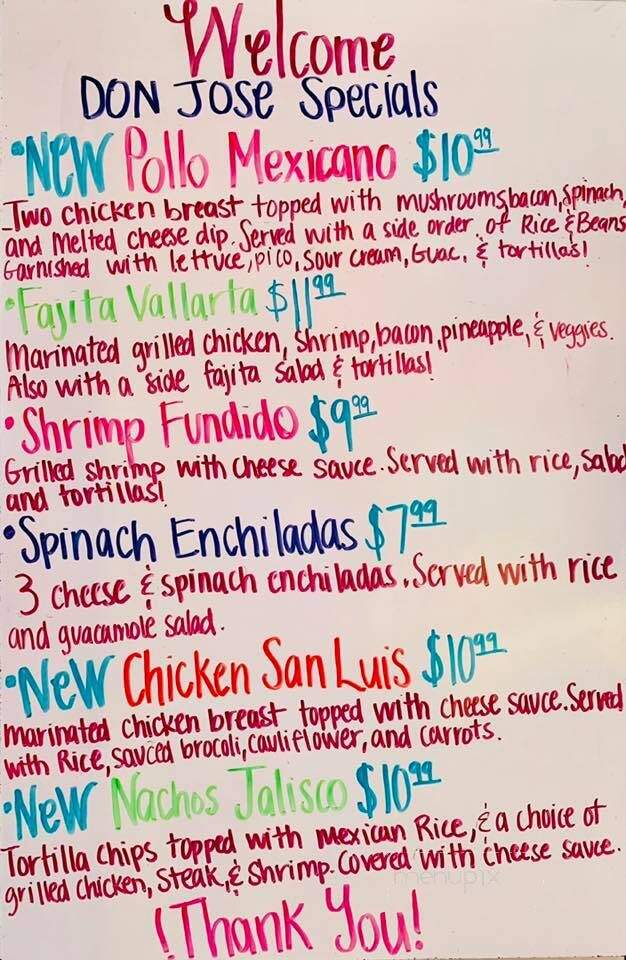 Don Jose - Jonesboro, AR menu_pic