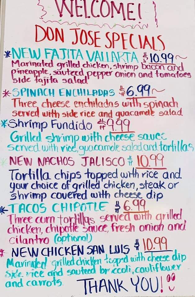 Don Jose - Jonesboro, AR menu_pic